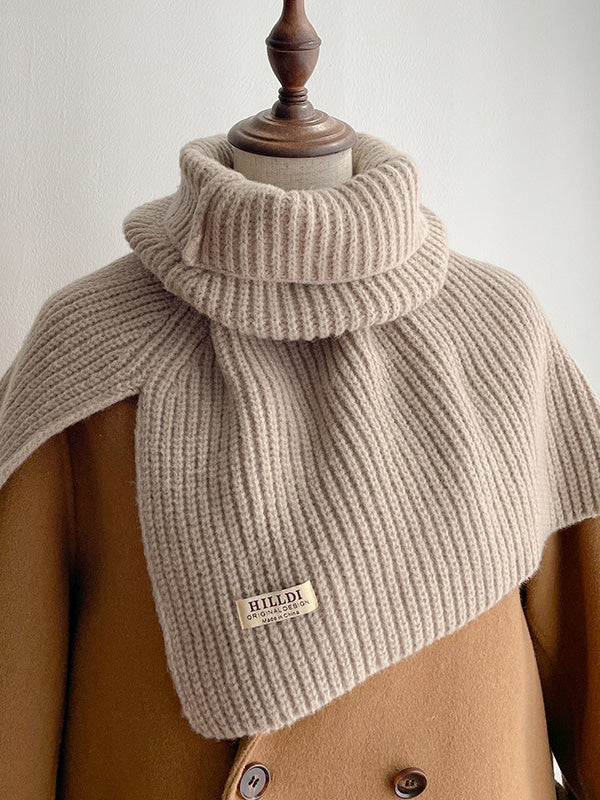 Winter Knitting Solid Color High-Neck Shawl&Scarf-Homeunderwear