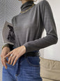 New Fashion Casual Long Sleeves Solid Color Half Turtleneck T-Shirts Tops-Homeundewear