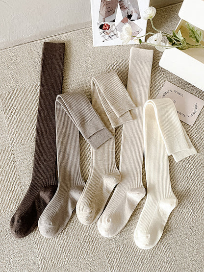 Casual Wool Solid Color Over The Knee Stockings Accessories-Homeunderwear