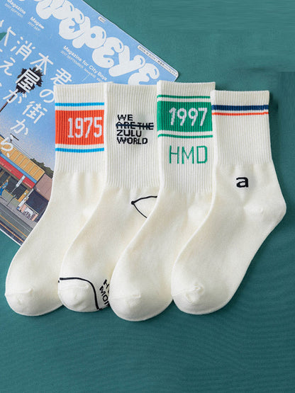 Simple Letter Sports Cotton Socks