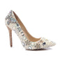 Beige Wedding Ankle Stiletto Heel Point Toe Pumps