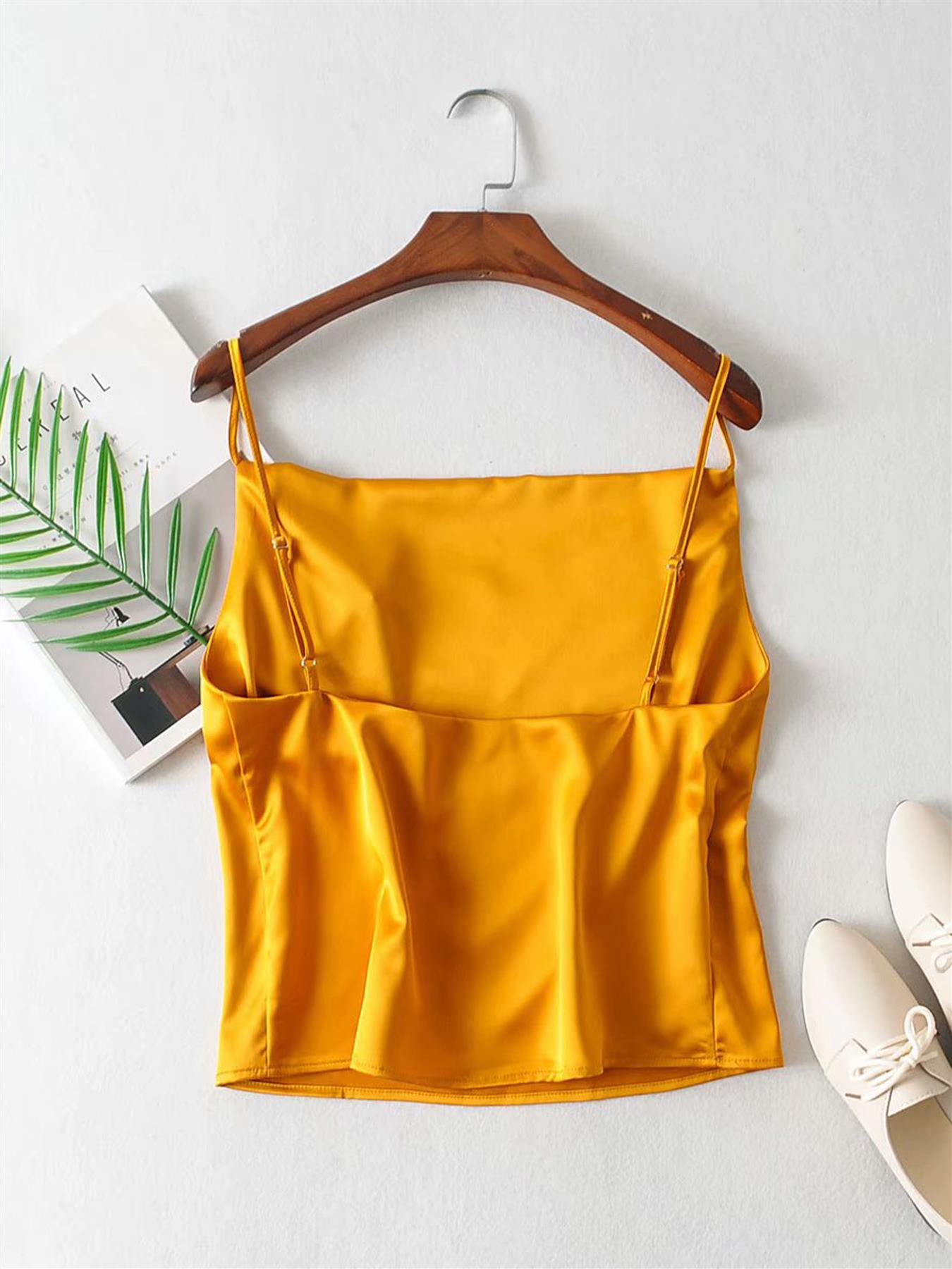 Cowl Neck Cami Top In Mustard