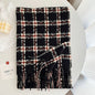 Imitated Cashmere Plaid Thickened Tassled Scarf