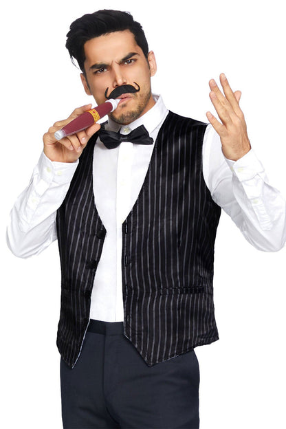 Free Shipping For 4 Piece Mobster Kit, Includes Vest, Bow Tie, Mustache, And Cigar