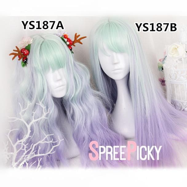 Free Shipping For Hivava Green Purple Pastel Gradient Lolita Long Wig