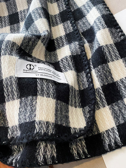 Vintage Imitated Cashmere Plaid Shawl&Scarf-Homeunderwear