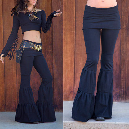 New FashionPure Color Low Waist  Yoga Wide-legs Long Pants