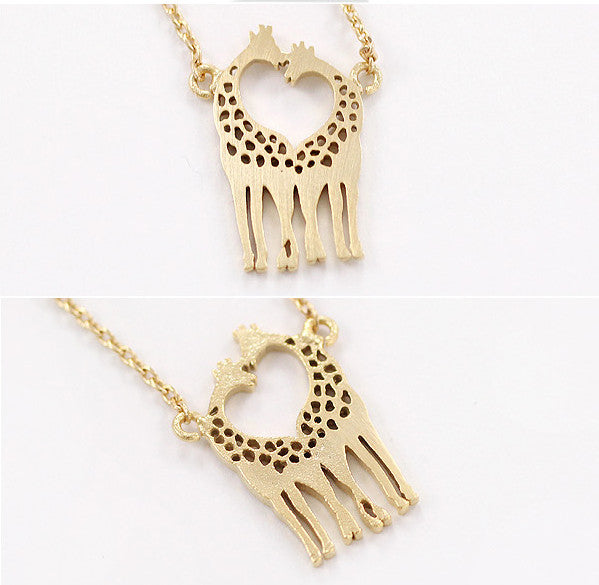 Giraffe Shaped Animal Themed Charm Necklace