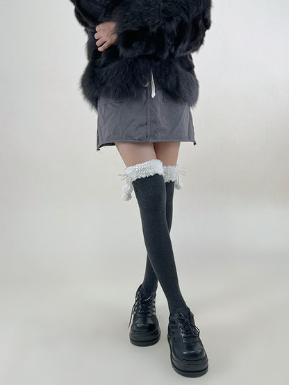 Leisure Fashion Keep Warm With Hairball Stockings Accessories-Homeunderwear