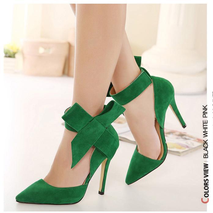 Free Shipping Charming Removable Big Bow High Heel Heels Shoes