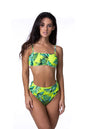 Free Shipping For Tropical Bikini Set Featuring a Bandeau Top