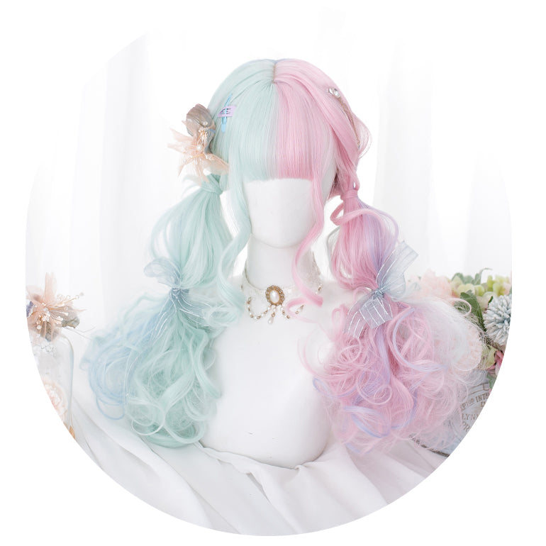 Free Shipping For Hivava Alice Bear Cotton Candy Parted Pink Mint Wig