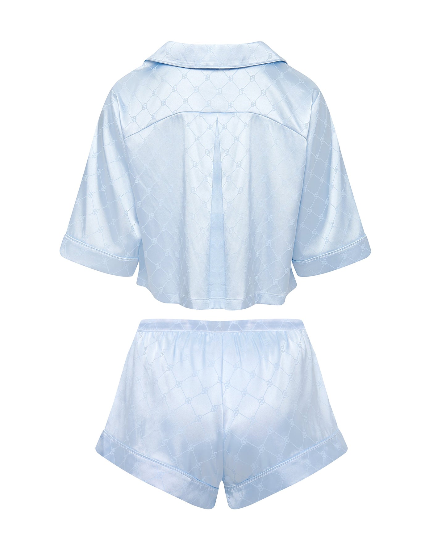 Helene Luxury Satin Short Pajama Set Ice Water Blue