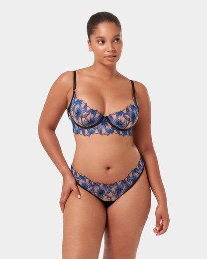 Lyandra Thong Egyptian Blue/Black/Sheer