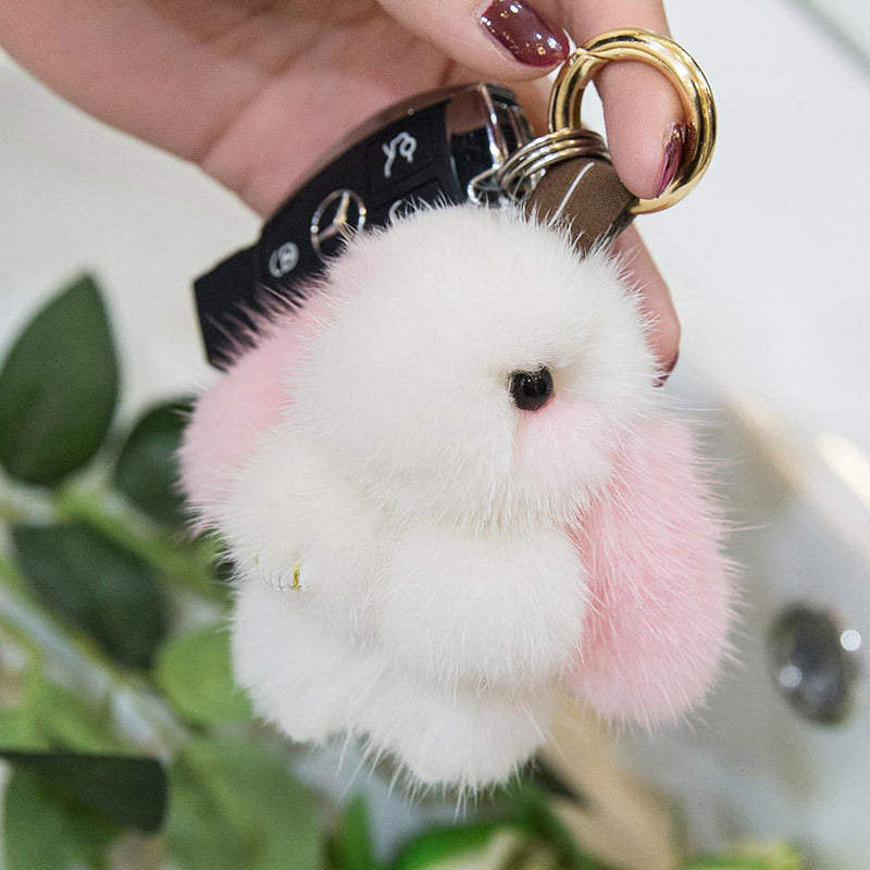 Cute Mini Real Rabbit Fur Bunny Charm