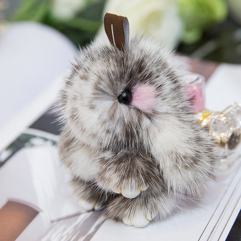 Cute Mini Real Rabbit Fur Bunny Charm