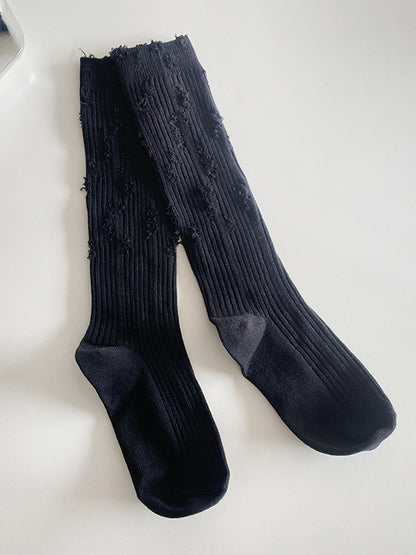 Fashion Hollow Solid Color Socks Accessories-Homeunderwear