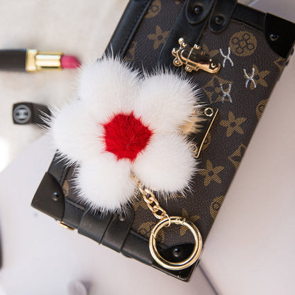 Creative Mink Fur Sakura Bag Charm Keychain