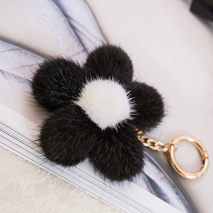 Creative Mink Fur Sakura Bag Charm Keychain