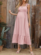 Free Shipping ForNew bow, ruffled edge, large skirt with suspender, pregnant woman's dress