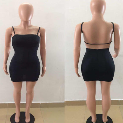 Clearance Spaghetti Straps Backless Bodycon Little Black Dress