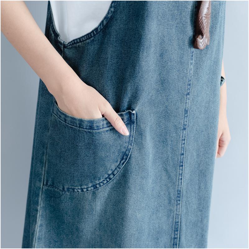 Korean-style Literary Plus Size Denim Overall Dress