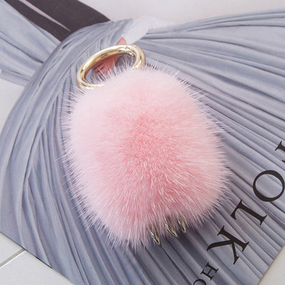 Cute Mink Fur Wolf Paw Charm Keychain