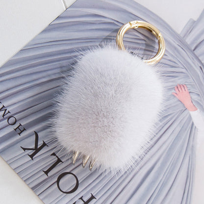 Cute Mink Fur Wolf Paw Charm Keychain