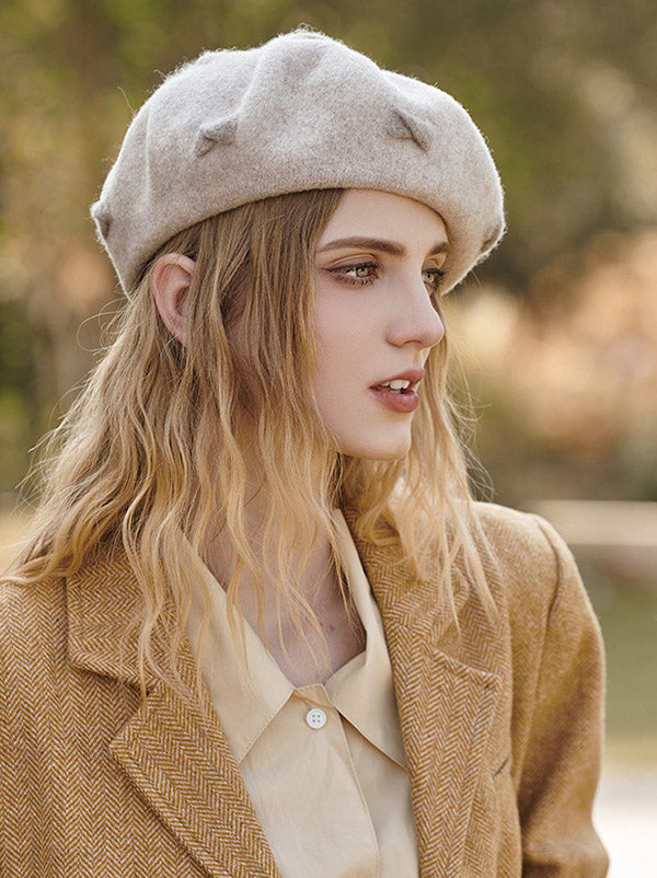 New Fashion Urban Wool Bow-Embellished Beret Hat-Homeundewear