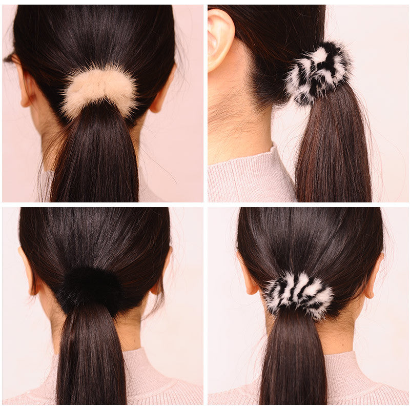 Korean Mink Fur Hair Ties & Headbands