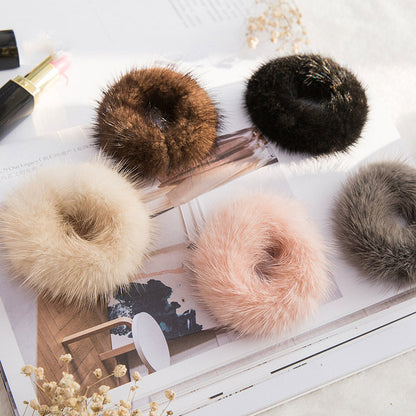 Korean Mink Fur Hair Ties & Headbands