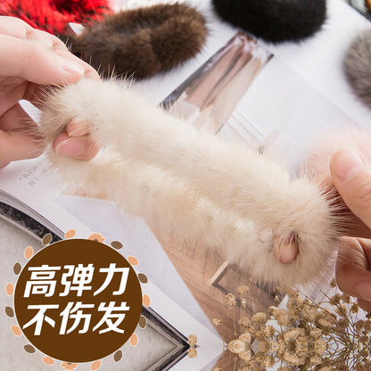 Korean Mink Fur Hair Ties & Headbands