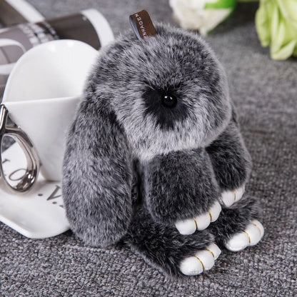 Cute Rex Rabbit Fur Dead Bunny Charm Keychain