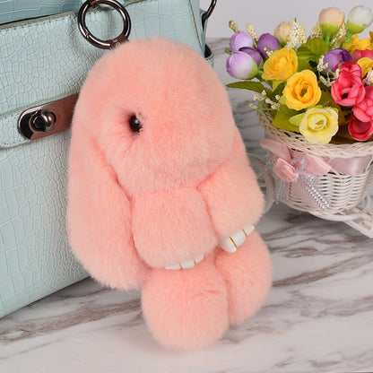 Cute Rex Rabbit Fur Dead Bunny Charm Keychain