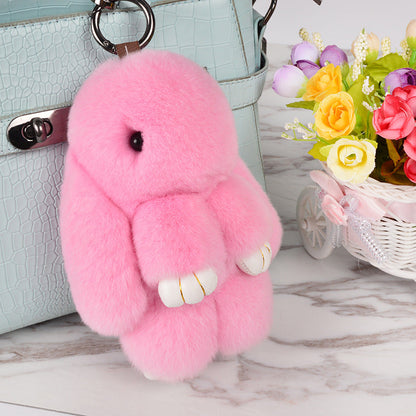 Cute Rex Rabbit Fur Dead Bunny Charm Keychain