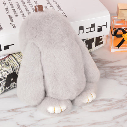 Cute Rex Rabbit Fur Dead Bunny Charm Keychain