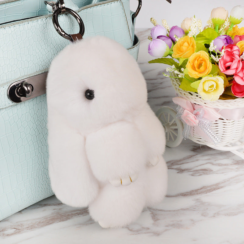 Cute Rex Rabbit Fur Dead Bunny Charm Keychain