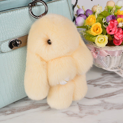 Cute Rex Rabbit Fur Dead Bunny Charm Keychain