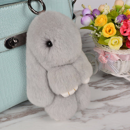 Cute Rex Rabbit Fur Dead Bunny Charm Keychain