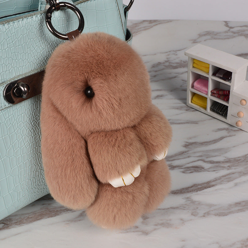 Cute Rex Rabbit Fur Dead Bunny Charm Keychain