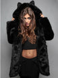 Faux Fox Fur Women Cat Style Oversized Coat