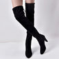 Pointed Toe Suede Solid High Chunky Heels Over-knee Long Boots