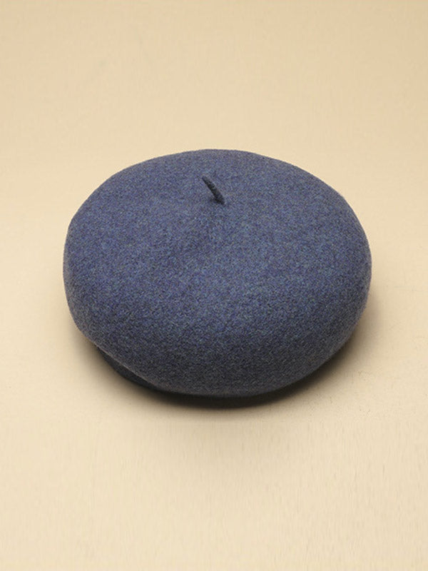 Simple Wool Solid Color Beret Hat-Homeunderwear