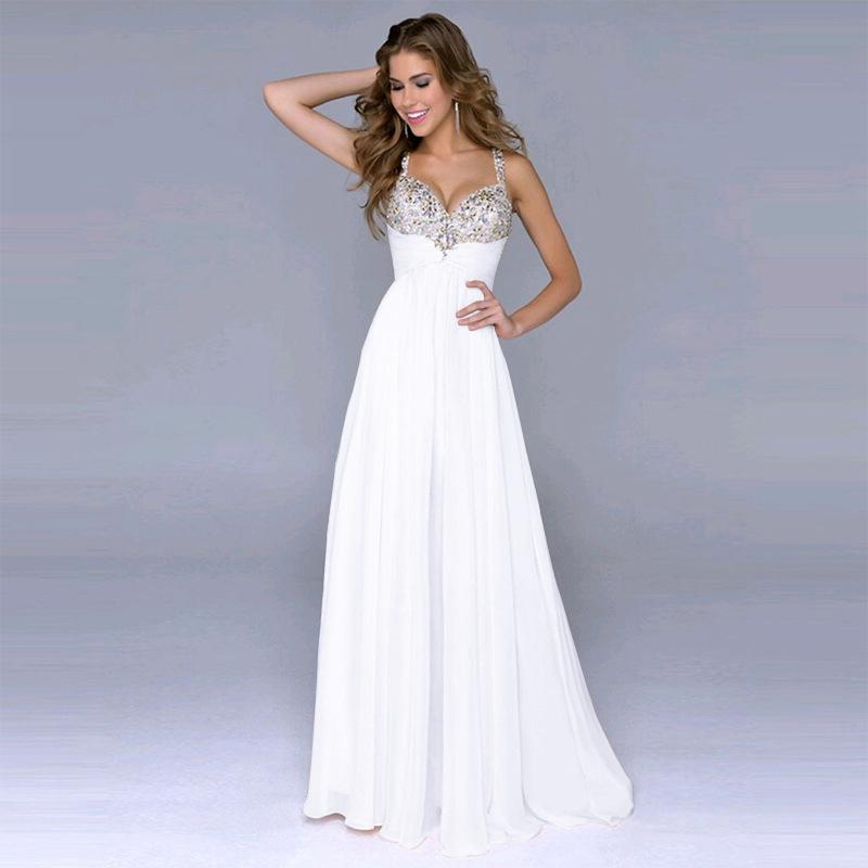 Clearance Pleated Straps Sequined Ruched Long Prom Dress