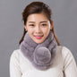 Warm Real Rabbit Fur Scarf with Big Pom Pom