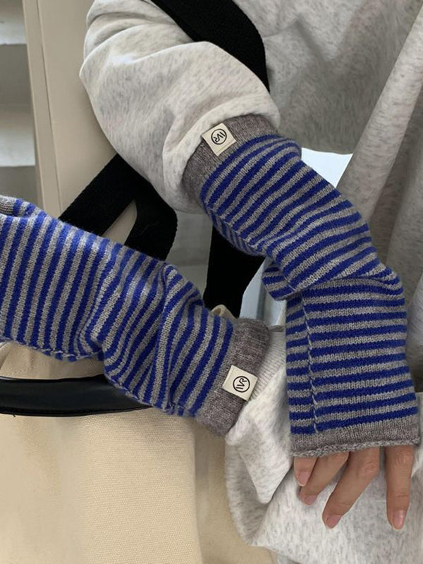 Casual Keep Warm Striped Gloves Accessories-Homeunderwear