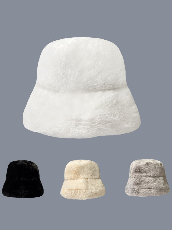 Winter Faux Fur Bucket Hat-Homeunderwear