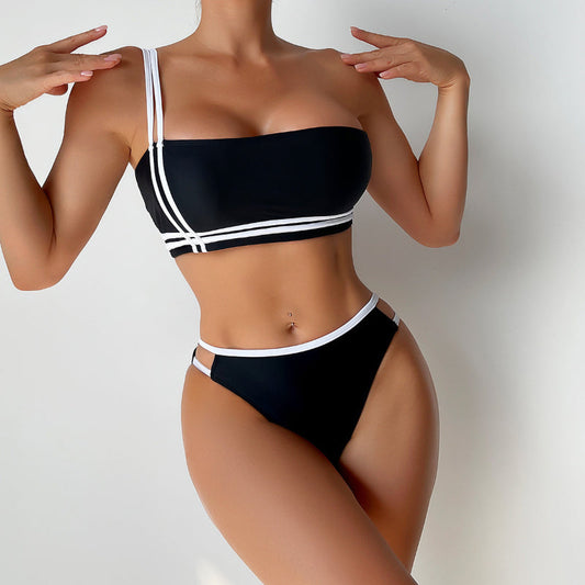 Unveil Your Beach Glamour Seductive One-Shoulder Bikini Swimwear