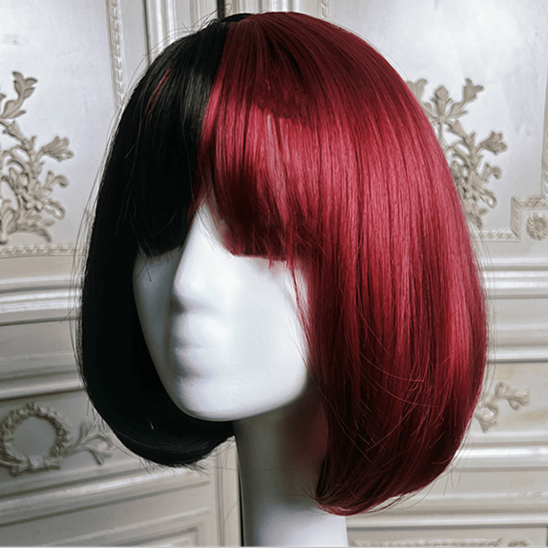 Free Shipping For Hivava Vampire Clown Colorblock Short Straight Wig With Neat Bangs