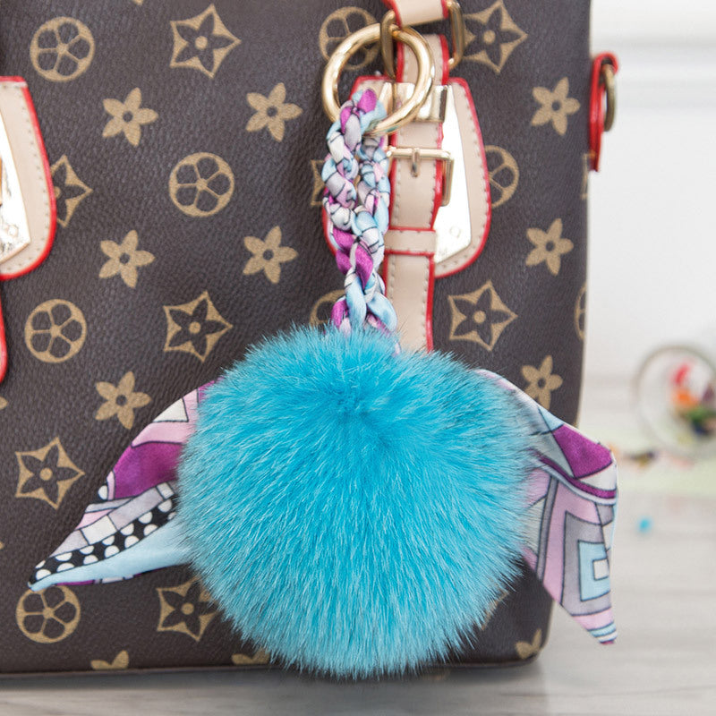 Fashionable Fox Fur Pom Pom Scarf Charm